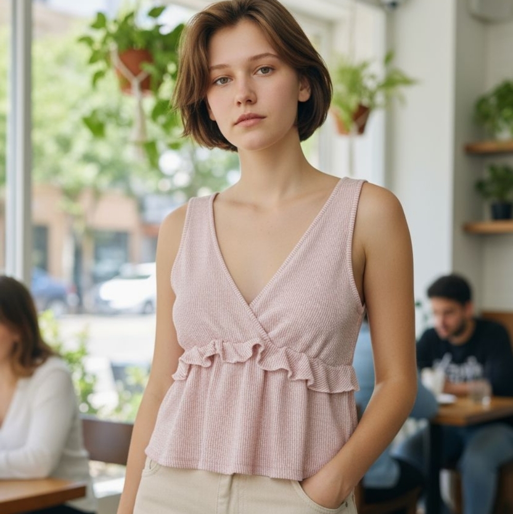 Cute Pink Sleeveless Crop Top